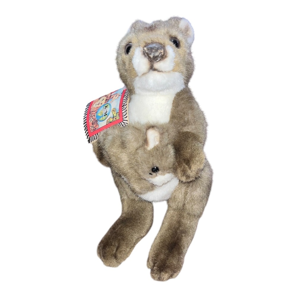Vintage 1994 K&M International Kangaroo with‎ Joey Plush Stuffed Animal NWT 10"